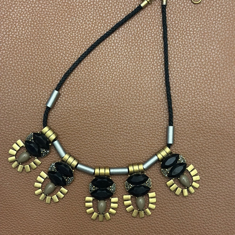 J Crew Black and Gold Statement Necklace